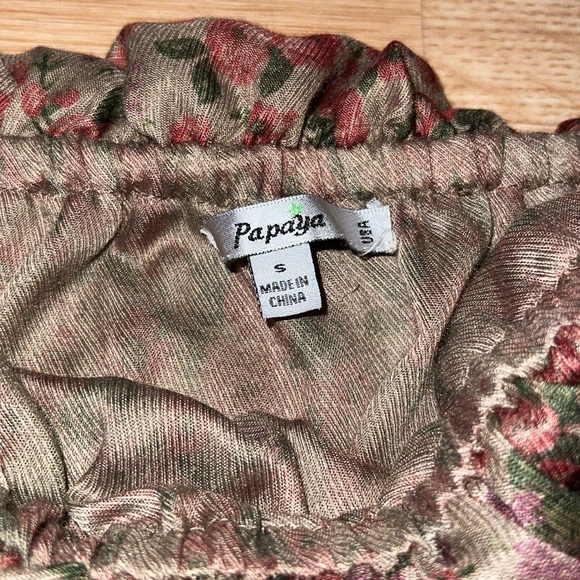 Papaya Brown Rose Print Dress Belt Bot Included Size Small - Picture 3 of 4